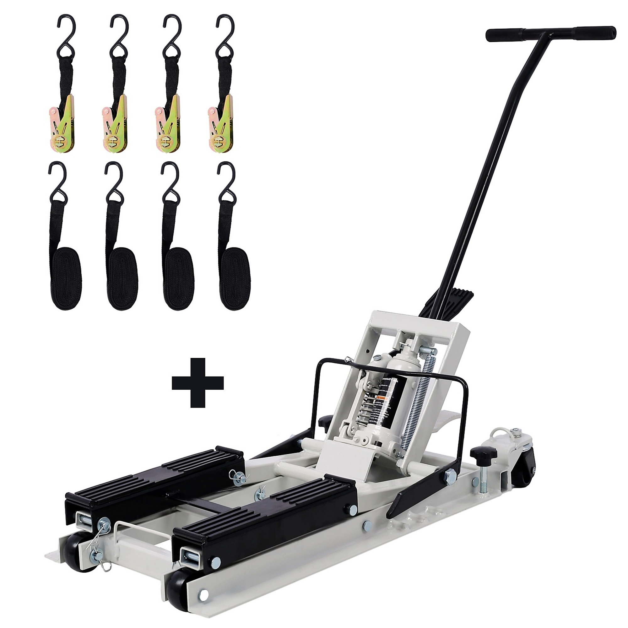 BlackTeck Hydraulic Motorcycle Lift Jack — 1500-Lb. Capacity, Gray, 2 Tie-Downs, Model# N2-66964